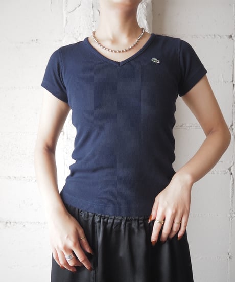 S/S LACOSTE V neck T-Shirt NV