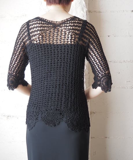 3/4 Sleeve Crochet Cardigan BK