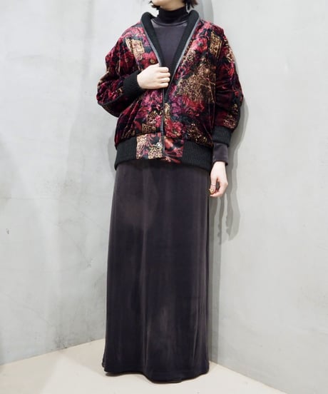 Flower Pattern Velour Short Jacket BKRE