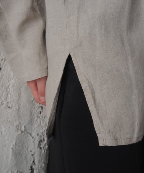 FLAX Collarless Linen Shirt Jacket BE