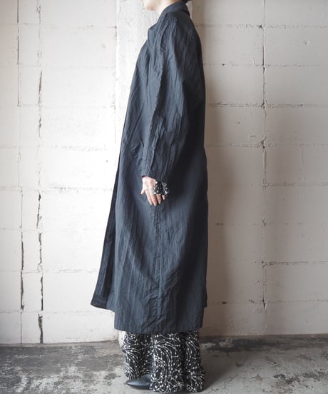 Raglan Sleeve Nylon Long Coat BK