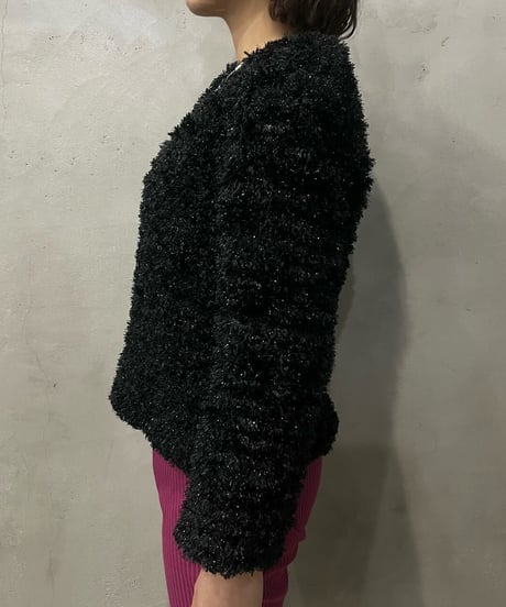 Lame Mix Shaggy Knit BK