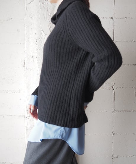 LAUREN Rib Collar Knit BK