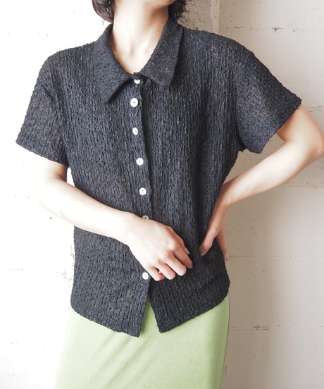 Short Sleeve Lace Blouse BK
