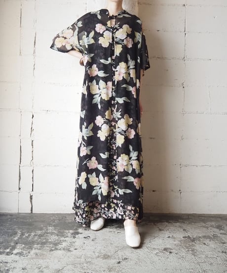 Seethrough Flower China Dress BK