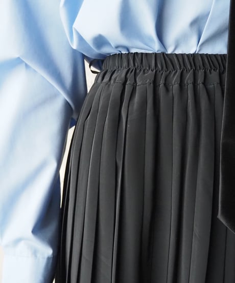 Shiny Poly Pleated Easy Skirt BK