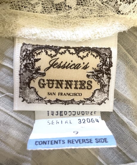 1970’s GUNNIES L/S Stand Collar Lace Blouse IV