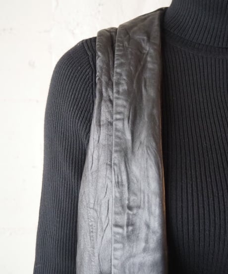 Shawl Collar Leather Vest BK