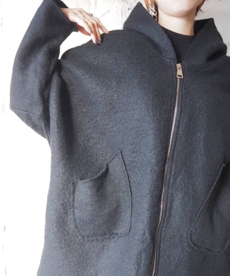 Zipup Dolman Sleeve Hood Jacket BK