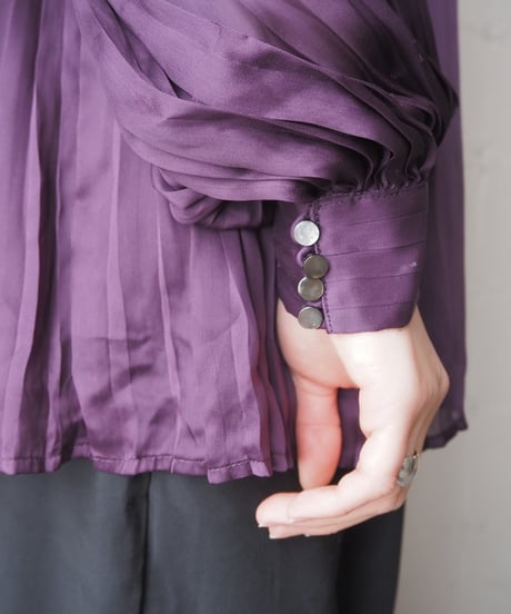 RALPH LAUREN Pleated Silk Blouse PUR