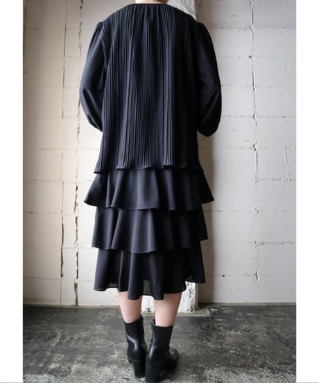 Pleated Tiered Dress BK