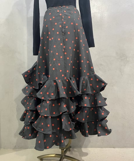 Dot Pattern Frill Hem Skirt BKRE