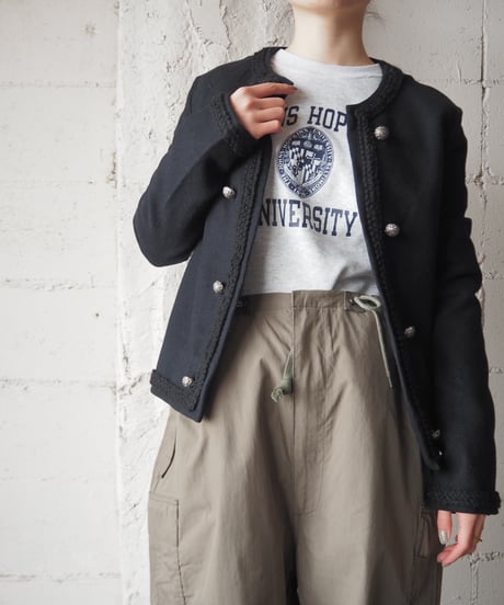 Double Button No Collar Jacket BK