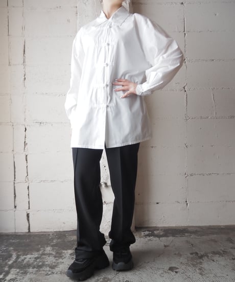 Side Slit Cotton China Shirt WH