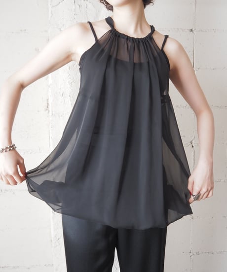 Seeveless Sheer Blouse BK