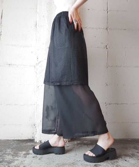 Mesh × Sheer Remake Pants BK