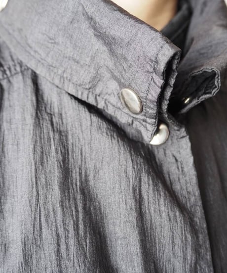 Snap Button Nylon Coat BK