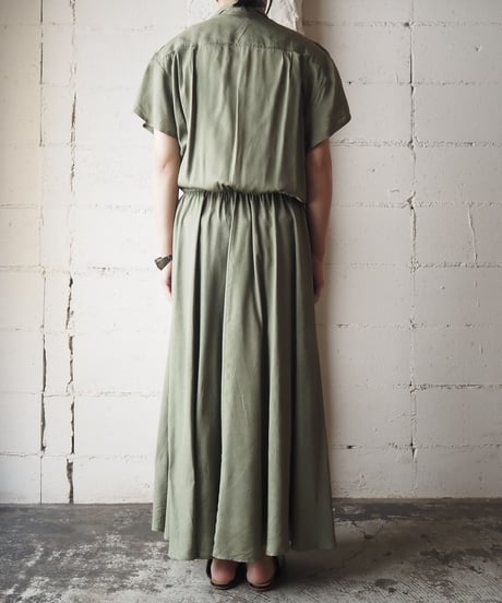 Open Collar Shoulder Button Dress KA