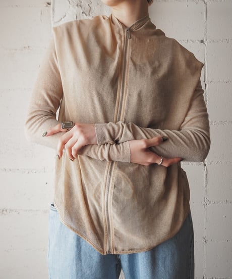 Rib Sleeve Sheer Hoodie BE