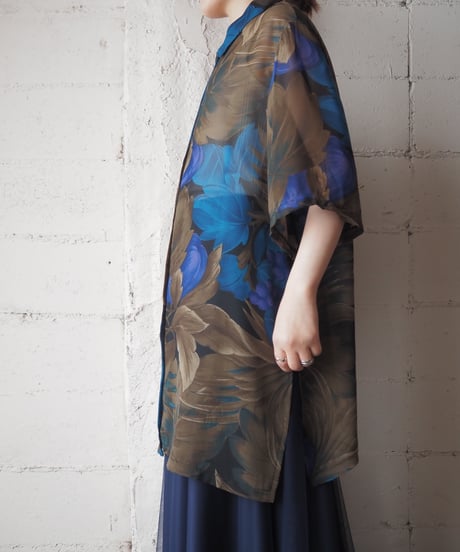 Leaf Pattern Sheer Shirt KABL