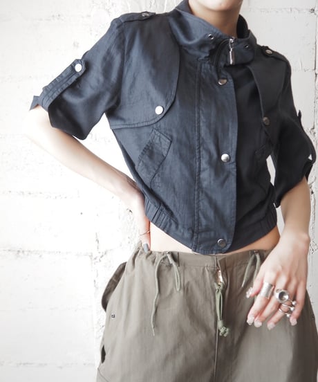 Stand Collar Zipup Shirt Jacket BK