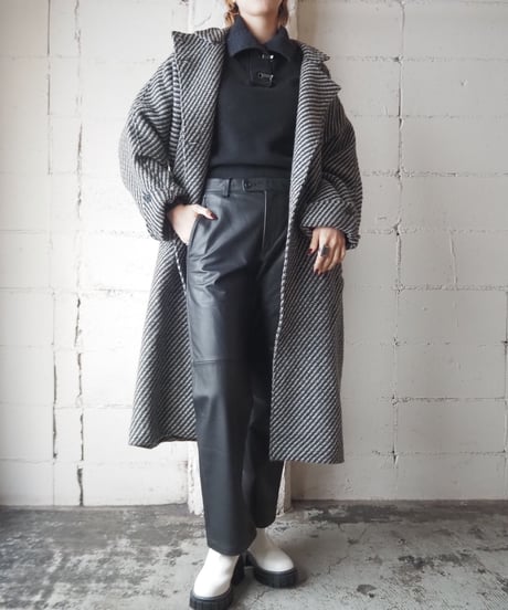 Stand Collar Tweed Coat BKGR