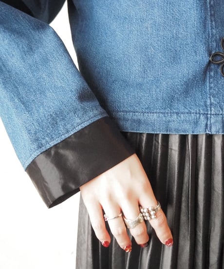Satin Collas Denim Short China Shirt BL