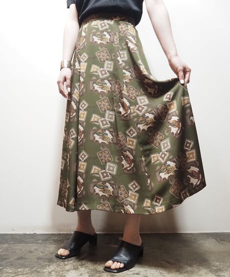 Duck Pattern Flared Skirt KA