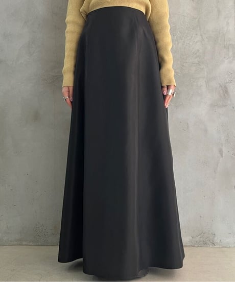Satin Long Flared Skirt BK