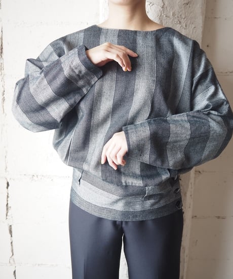 Dolman Sleeve Stripe Blouse  BKGR