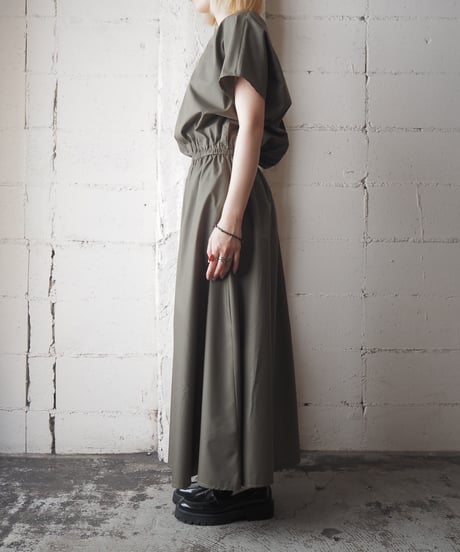 Waist Gather French Sleeve Dress KA
