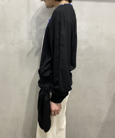 Bicolor Belted Silk Blouse BKBL