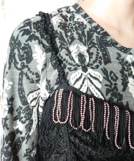 Lace×Fringe Camisole BK