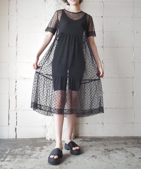Sheer × Dot S/S Dress BK