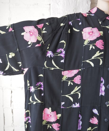 5XL Patch Work Flower Pattern Shirt BKPI