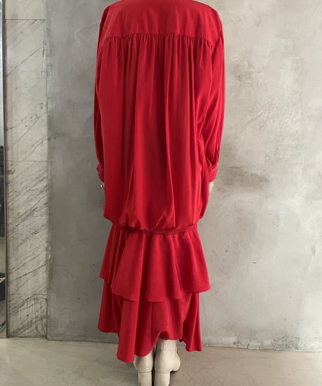 Tiered Frill Design V Neck Dress