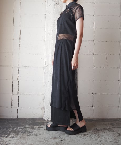 Sheer Short Sleeve China Dress BK