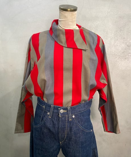 Handmade Turn Over Collar Stripe Shirt GRRE