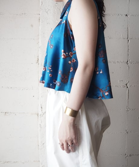 Flower Pattern N/S Flare Blouse BL