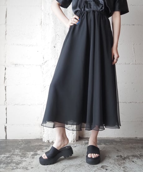 Sheer Layered Easy Skirt BK