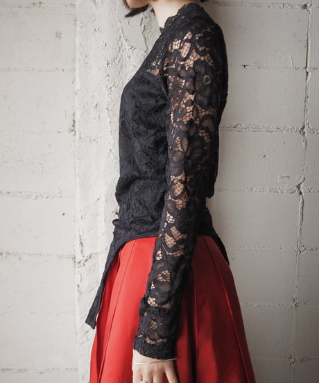 Mock Neck Lace Bodysuit BK