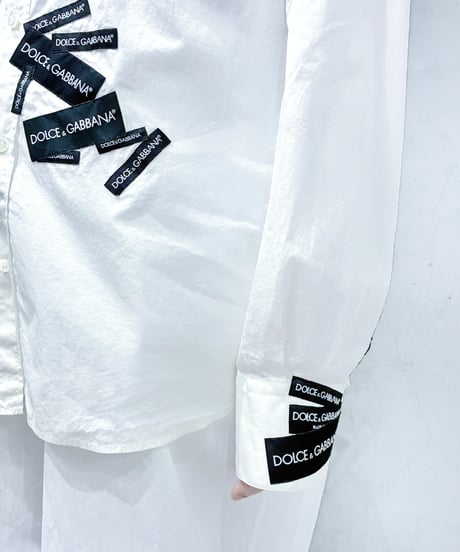 DOLCE &  GABBANA Logo Patch Cotton Shirt WH