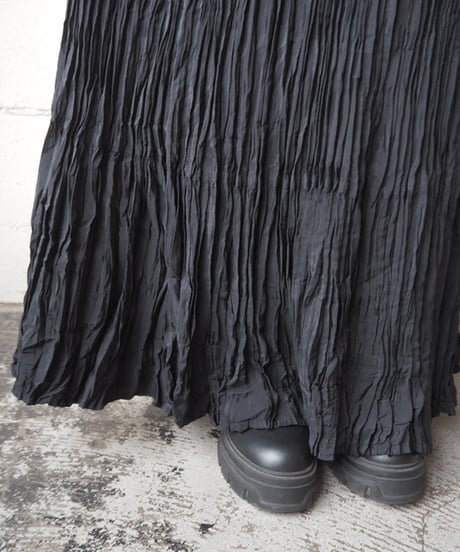 Pleated Tiered Easy Skirt BK