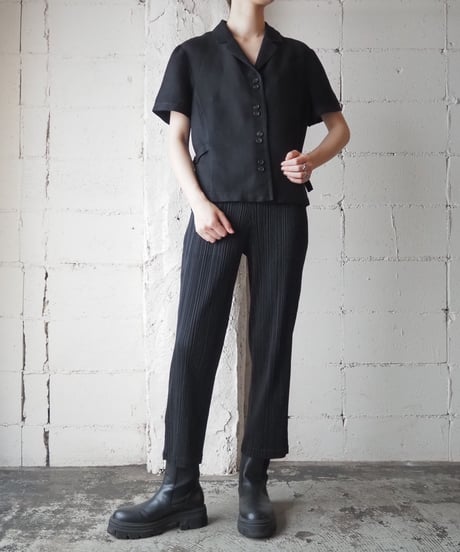 Open Callor Side Belt Shirt BK