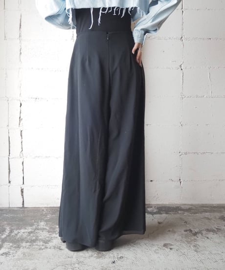 Pleats×Sheer Layered Pants BK