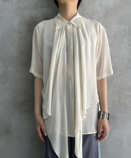 Drape Collar Silk Blouse IV