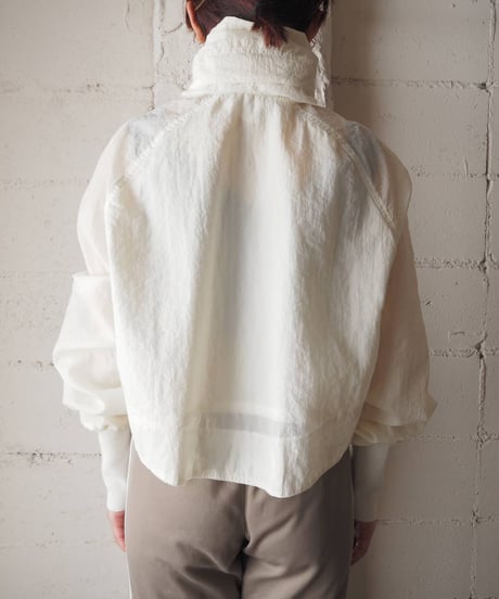 Remake High Neck Rib Cuff Short Jacket WH
