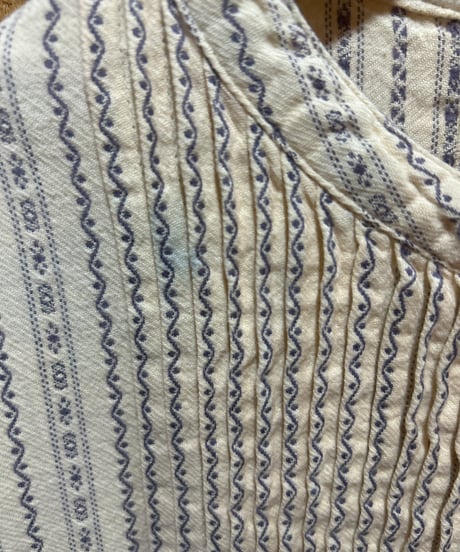 L.L.Bean　Pleated Bosom Pattern Shirt Dress IVBL