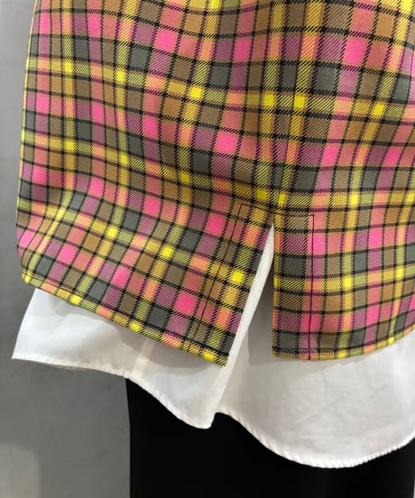 MSGM S/S Back Logo Check Shirt