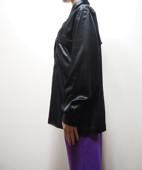 Design Pocket Satin Shirt BK